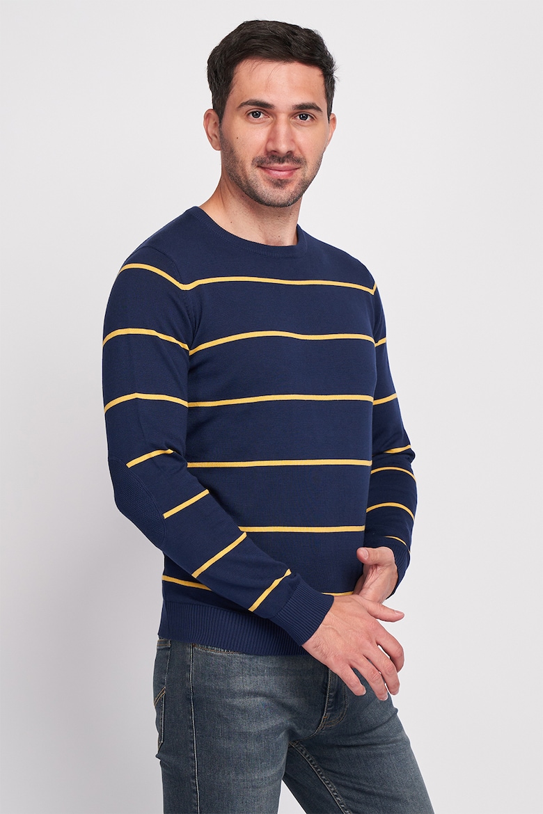 Полосатый свитер с овальным вырезом Timeout, синий