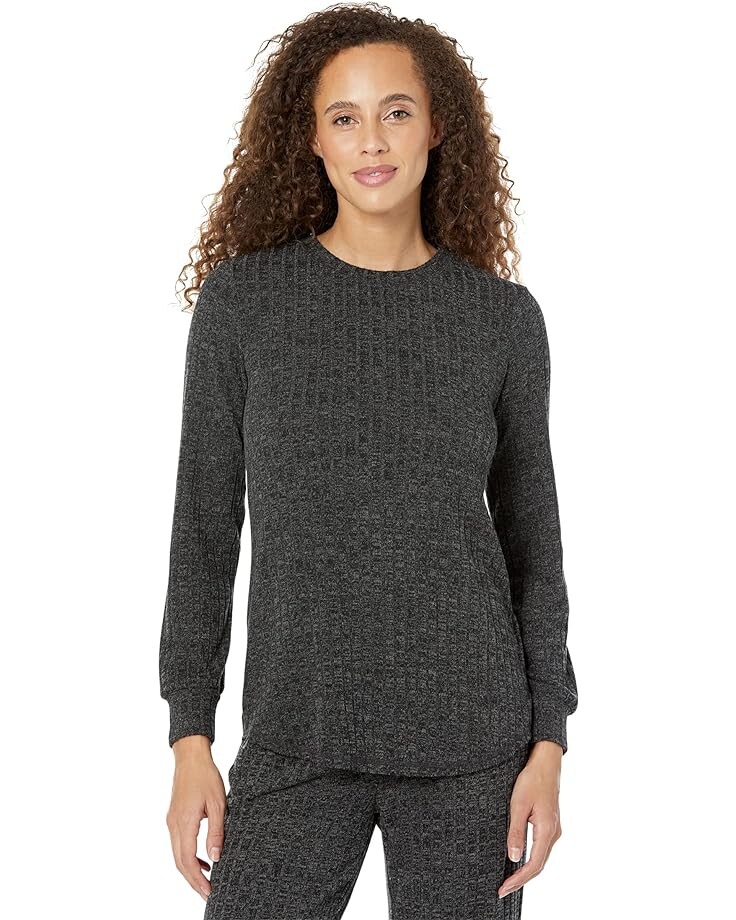 

Свитер Mod-o-doc Brushed Hacci Long Sleeve Crew Neck Flowy Top, угольный
