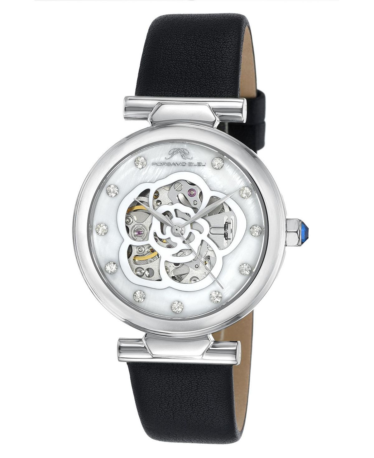 цена Женские автоматические часы Laura с ремешком из натуральной кожи 1211ALAL Porsamo Bleu, черный