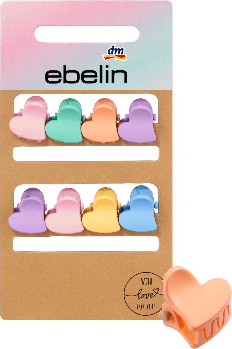 Мини-заколки для волос в форме сердца разноцветные 8 шт. ebelin