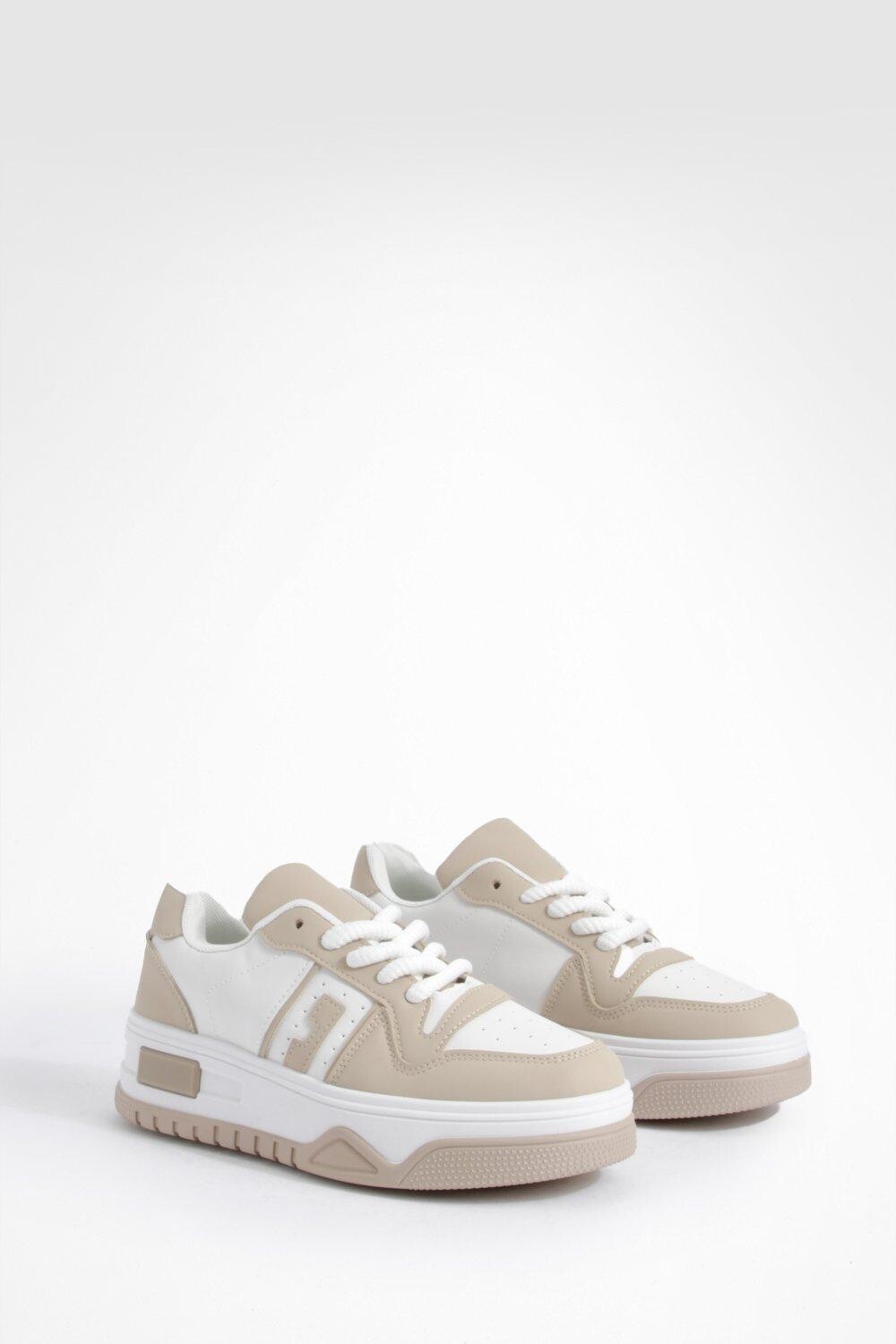 Массивные кроссовки Chunky Contrast Panel Trainers boohoo, бежевый кроссовки zara contrast trainers мультиколор