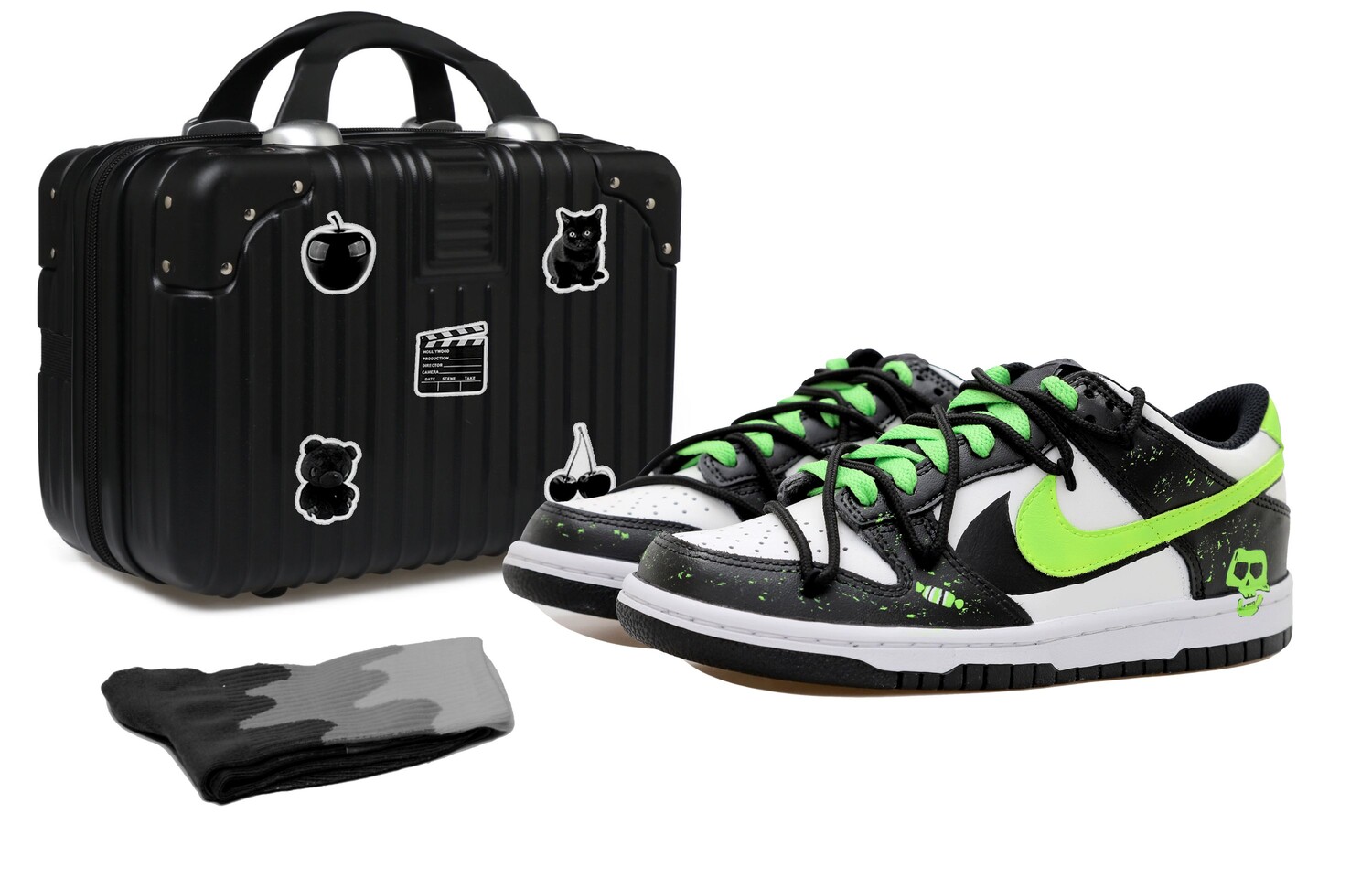 

Кроссовки для скейтбординга Dunk мужские низкие черные/белые/зеленые Nike