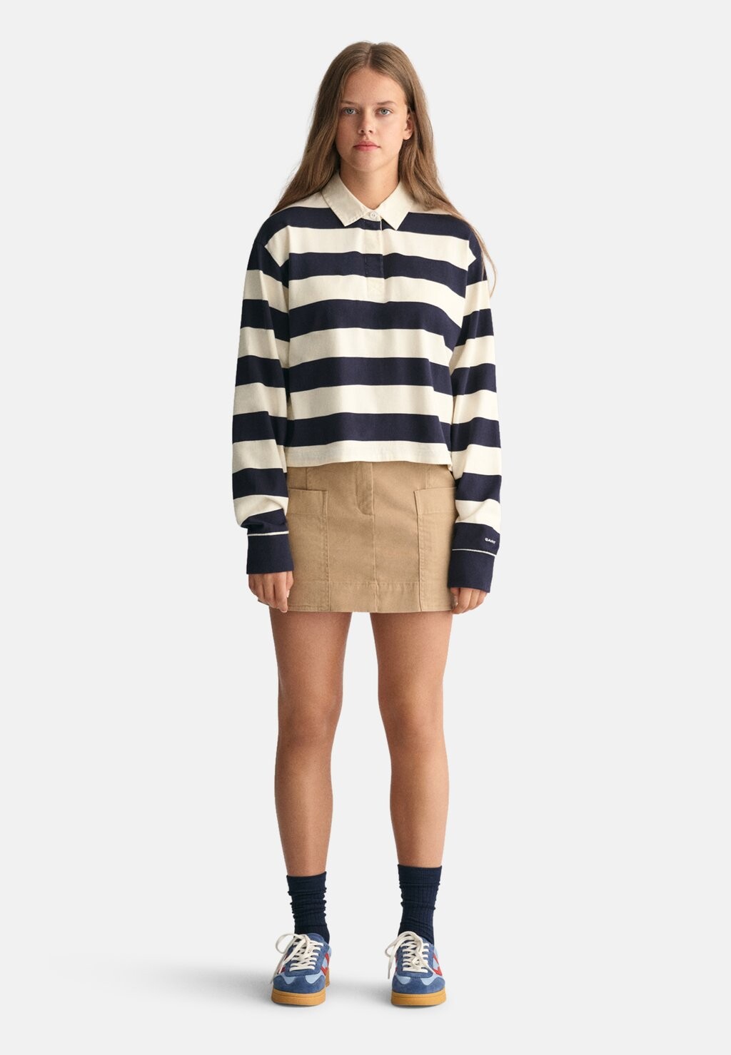 

Футболка с длинным рукавом Striped Cropped Rugger GANT, цвет evening blue