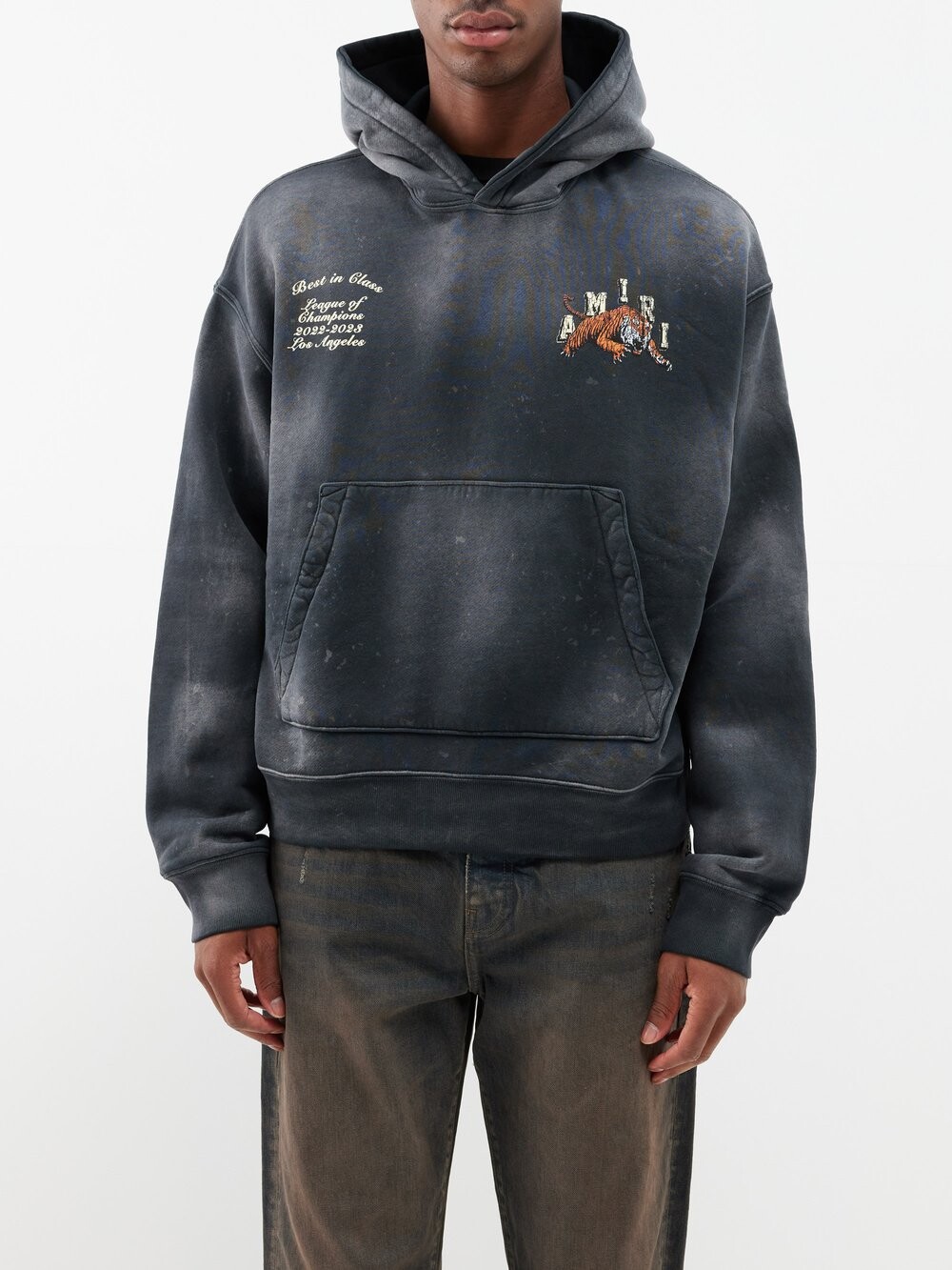 

Худи из хлопкового джерси varsity с тигровым принтом Amiri, черный