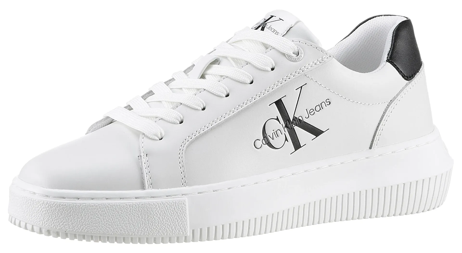 

Кроссовки Calvin Klein Jeans "CHUNKY CUPSOLE MONO LTH WN", с надписью CK сбоку, повседневная обувь, полуботинки, туфли на шнуровке, черный