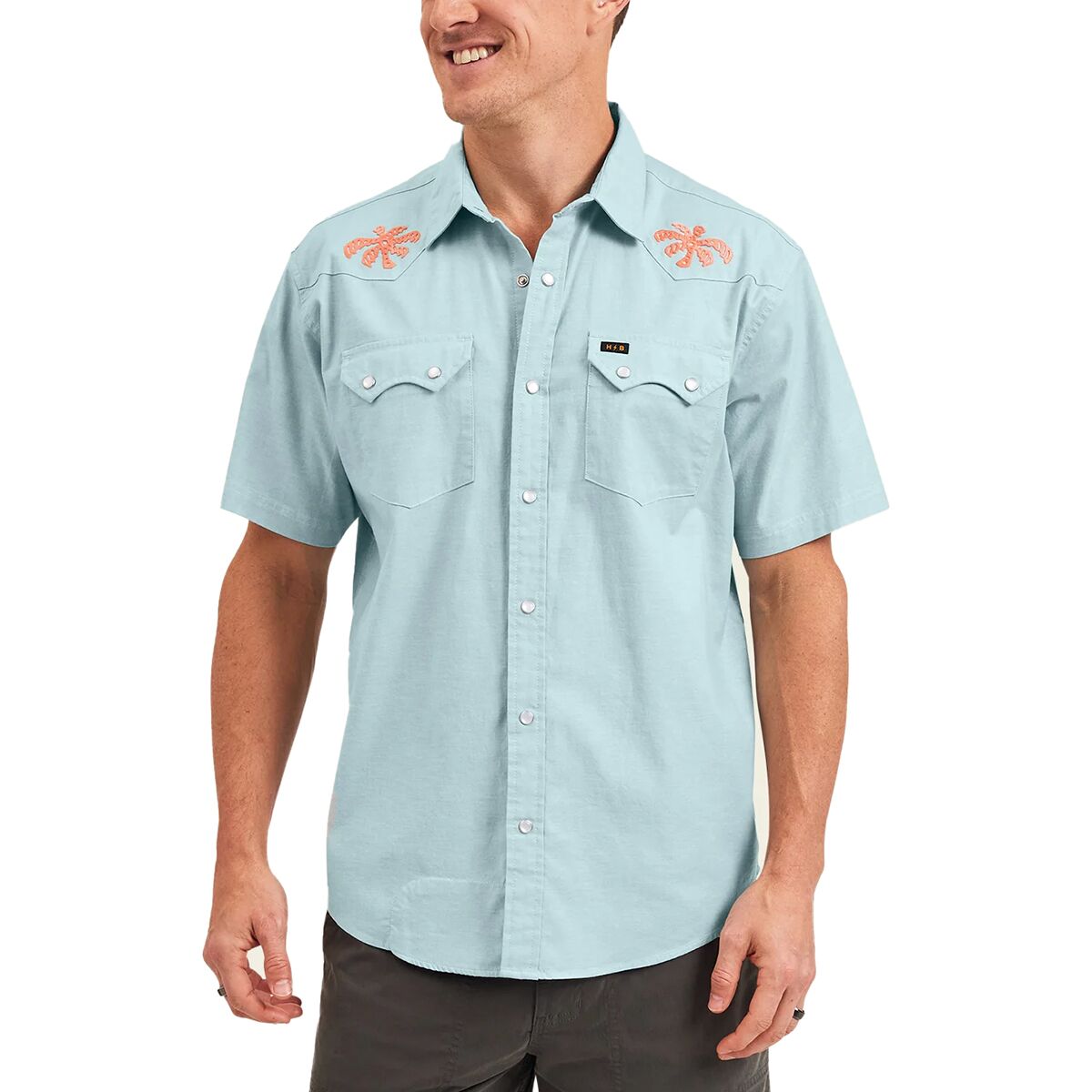 Рубашка crosscut deluxe на кнопках Howler Brothers, цвет fronds/nile blue