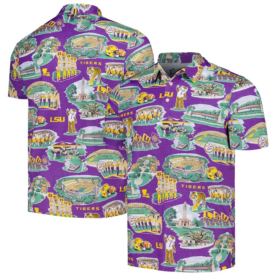 

Поло с коротким рукавом Reyn Spooner Lsu Tigers, фиолетовый