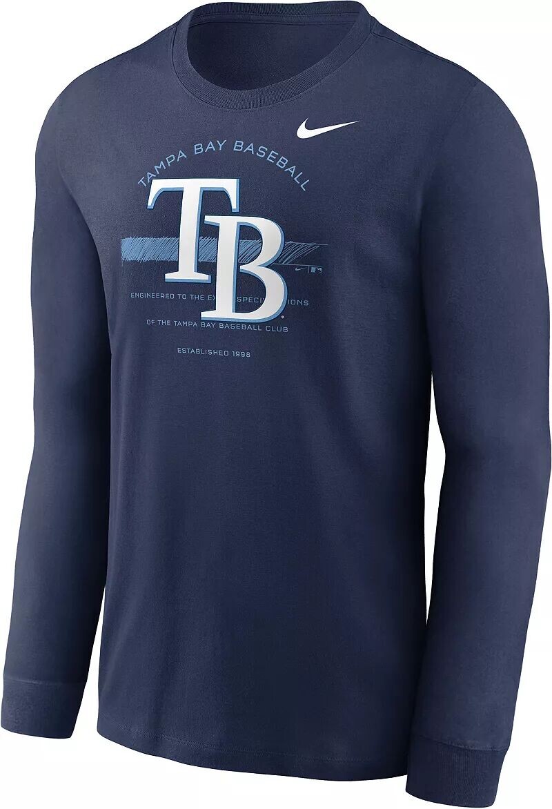 

Мужская темно-синяя футболка с длинным рукавом и логотипом Nike Tampa Bay Rays