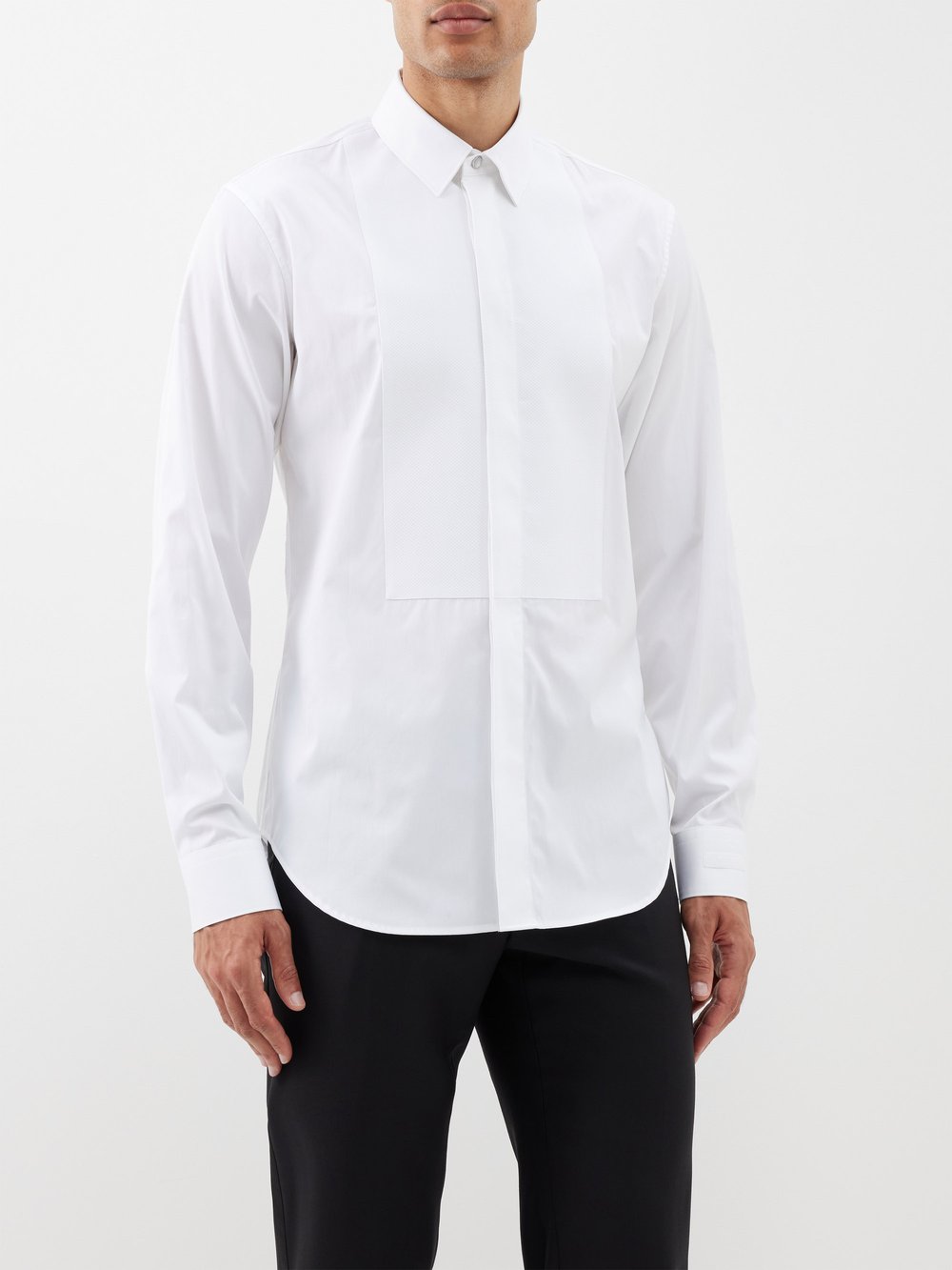 Рубашка под смокинг из хлопкового поплина с нагрудником спереди Versace, белый