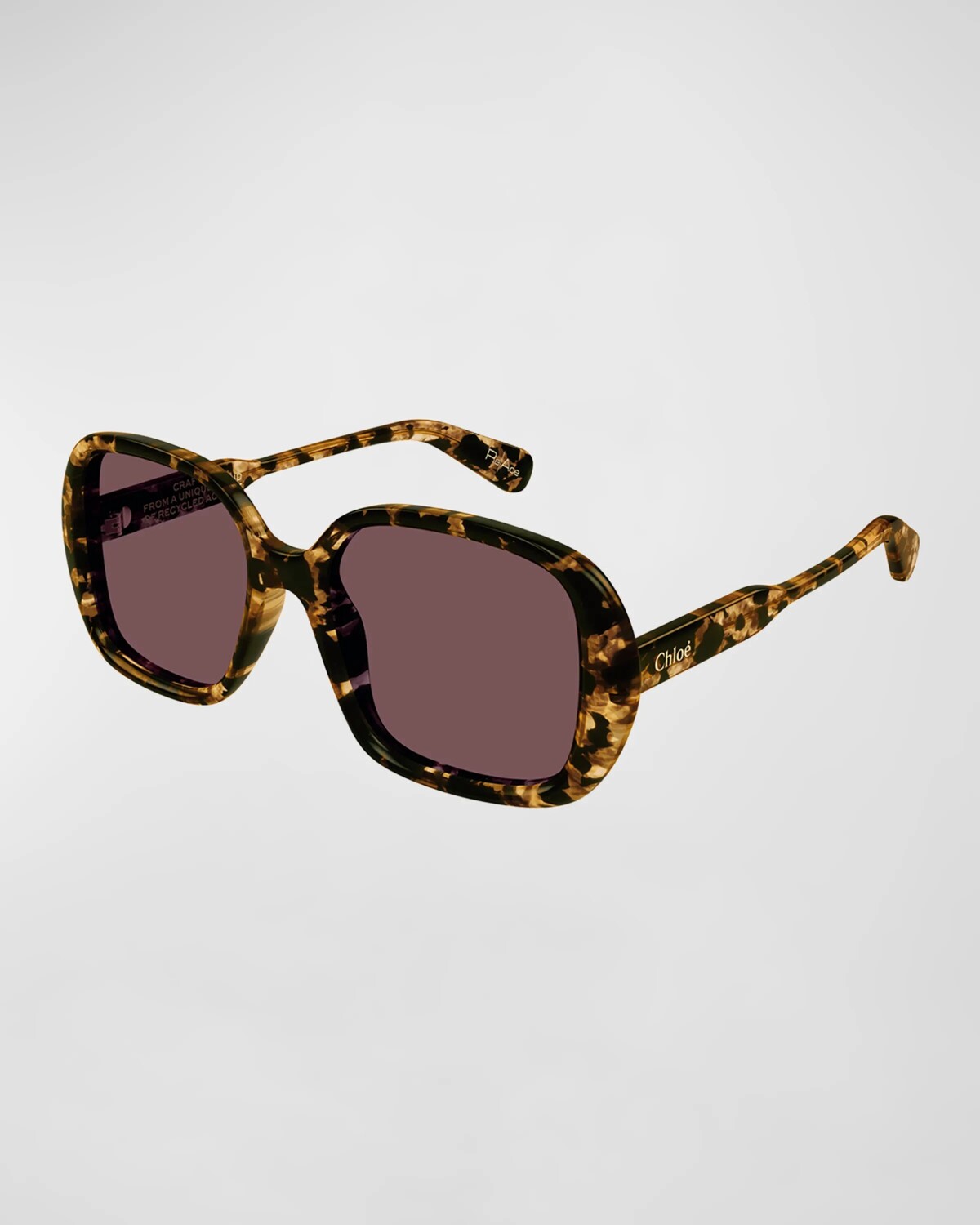

Квадратные солнцезащитные очки из ацетата с узором Chloé, цвет Amber Brown