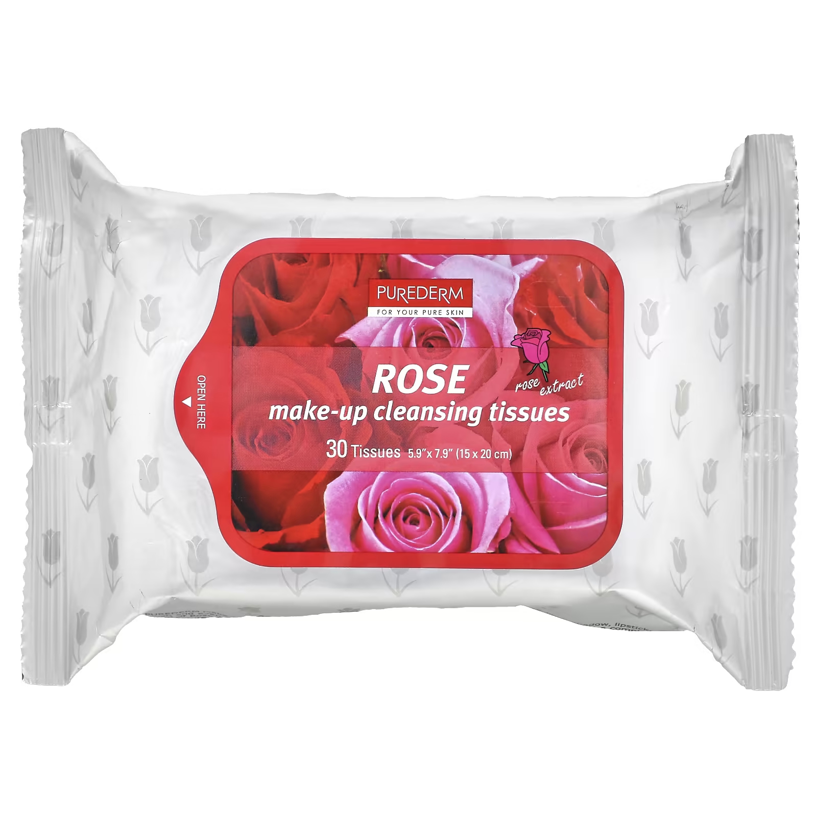 Салфетки для очищения макияжа Purederm роза, 30 штук