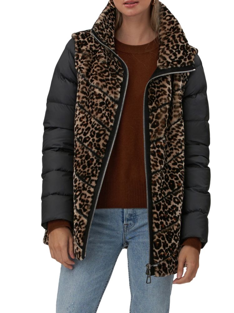 цена Стеганая куртка из овчины с шевронным узором Mtl By Gorski, цвет Black Leopard