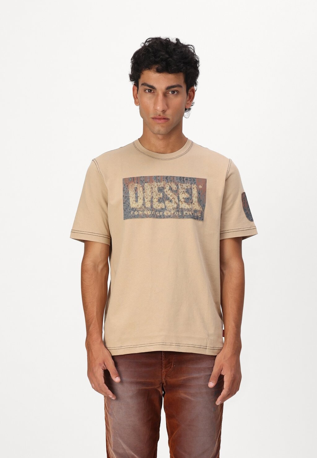 

Футболка с принтом Diesel, серо-коричневый