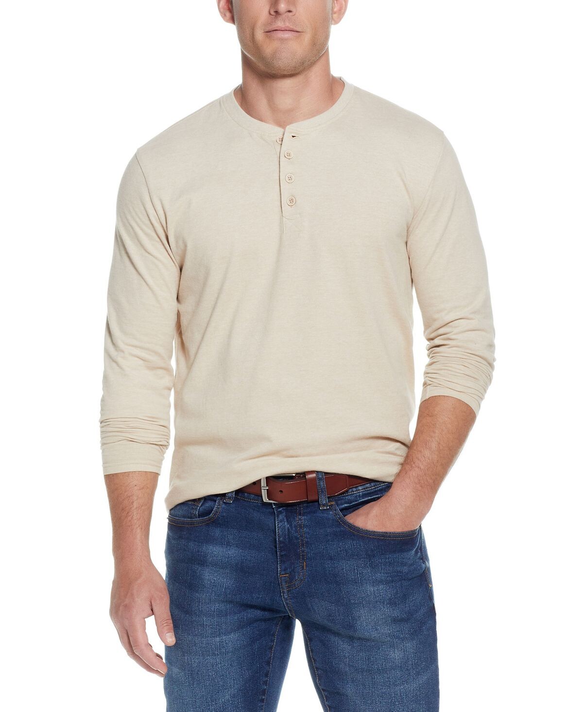 

Мужская футболка Henley с длинными рукавами в микрополоску Weatherproof Vintage