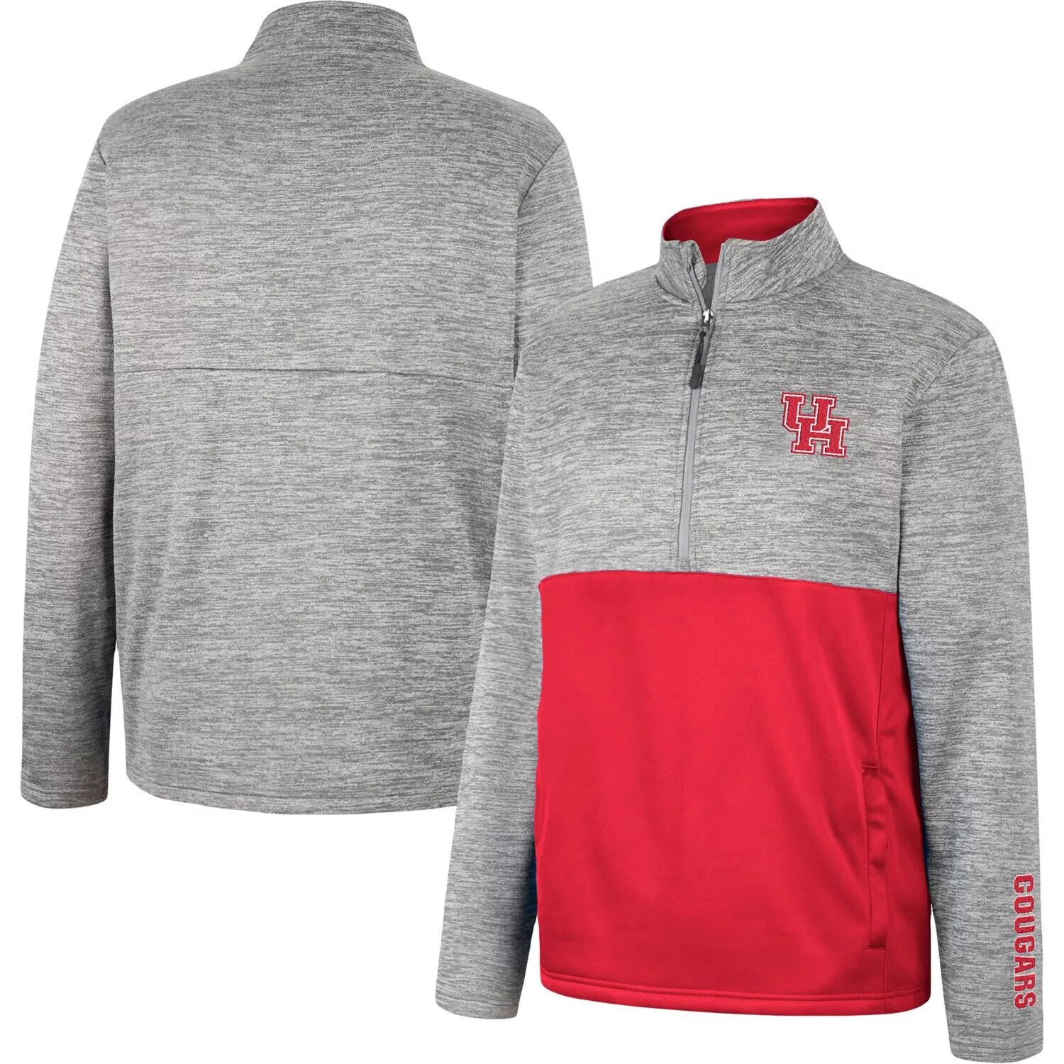 

Мужская куртка-пуловер с молнией до половины длины Heather Grey Houston Cougars John Colosseum