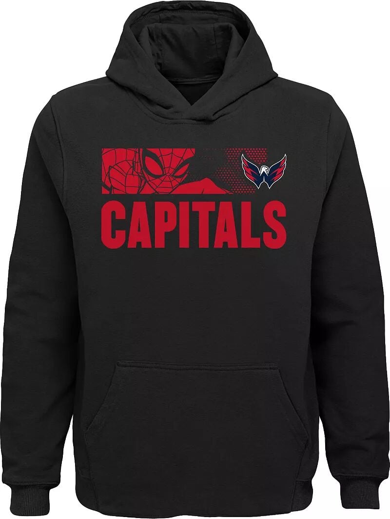 

Outerstuff Черная пуловерная толстовка с капюшоном NHL Youth Washington Capitals Marvel