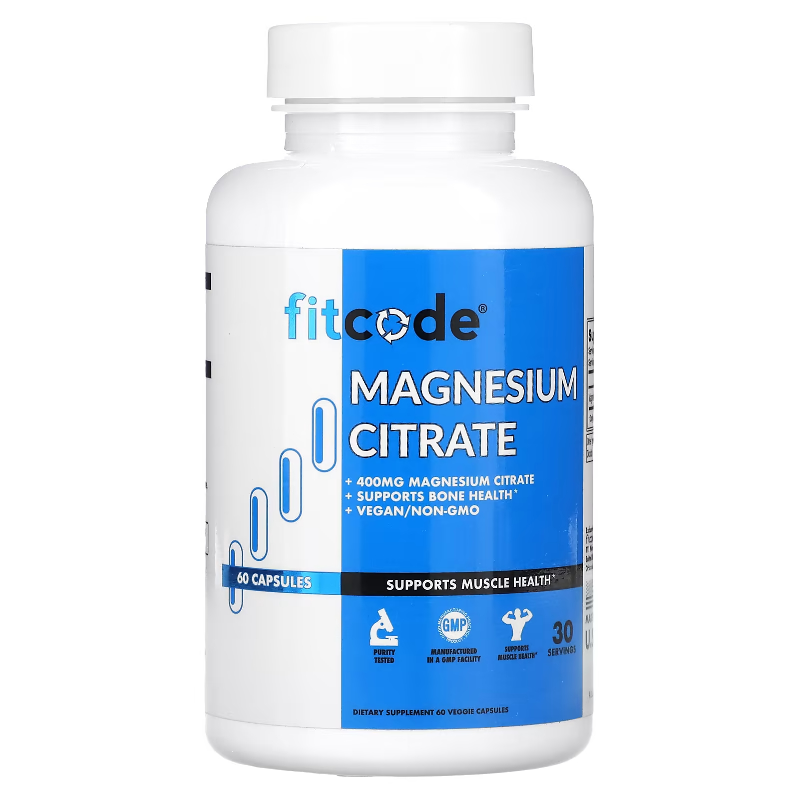 Пищевая добавка FITCODE Цитрат магния, 60 капсул 60 капсул магния глицина стимулирует мышечный нерв натуральные капсулы бесплатно пищевая добавка здоровое питание