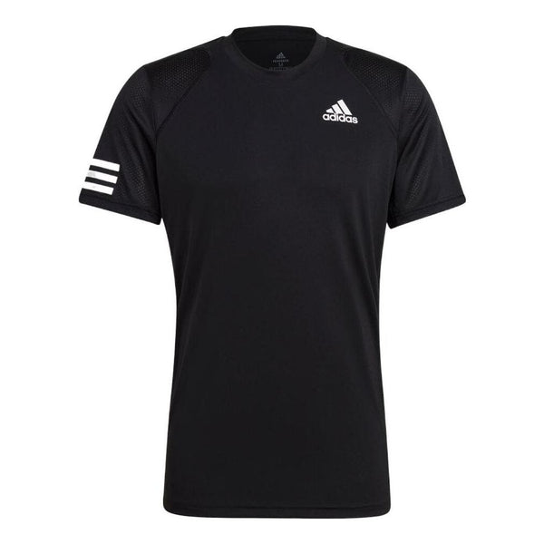 Футболка adidas Stripe Round Neck Pullover Logo Printing Solid Color Short Sleeve Black, мультиколор