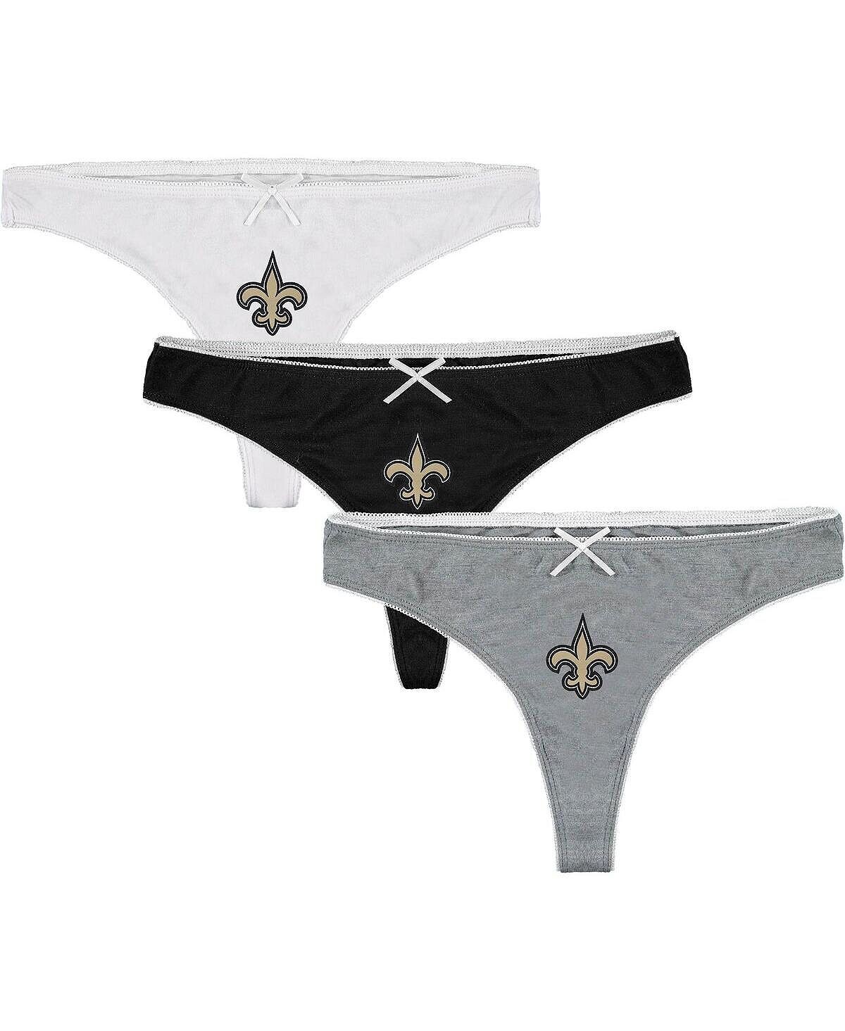 

Комплект из 3 женских стрингов Lodge черного, угольно-белого цвета New Orleans Saints Concepts Sport