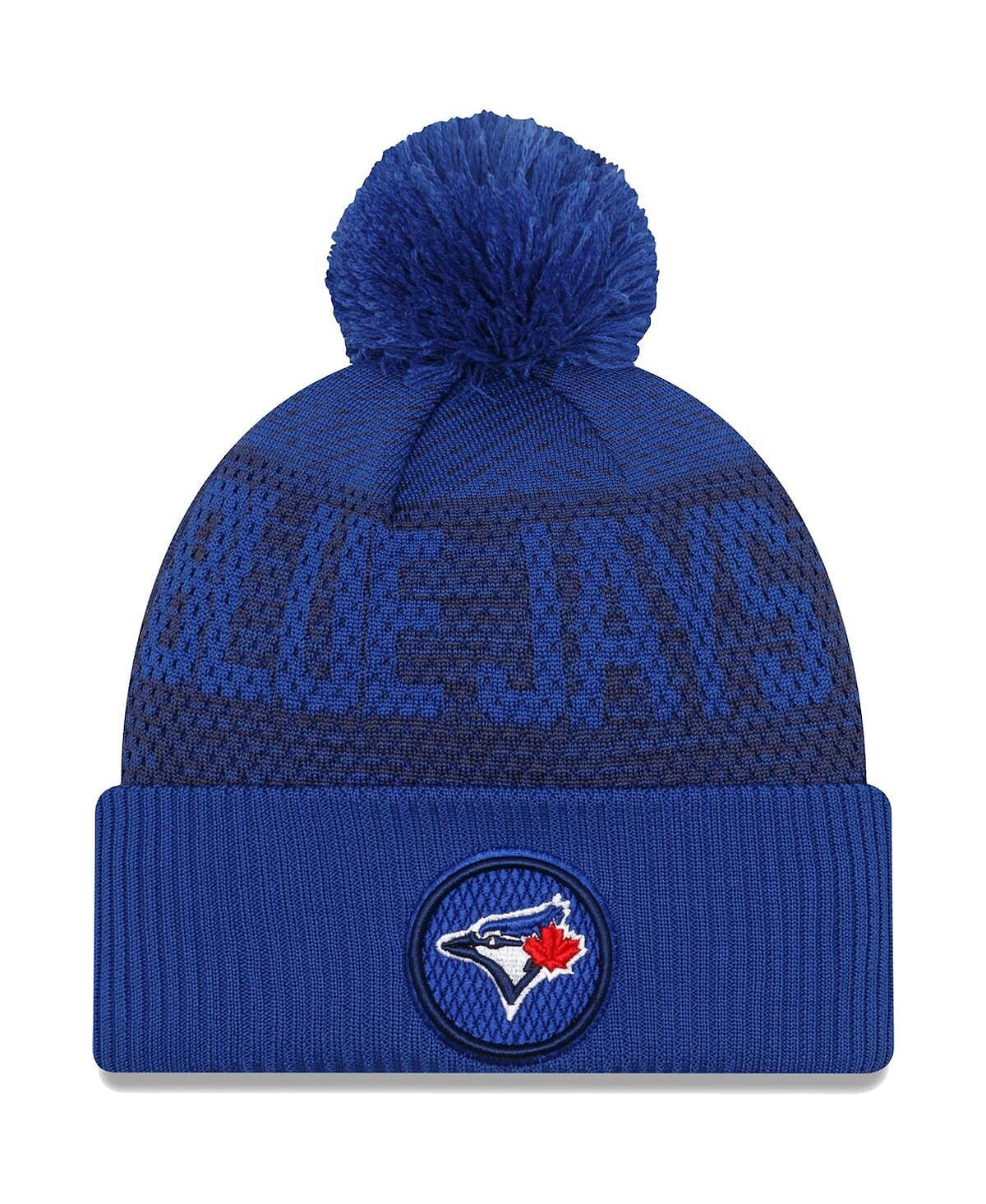 

Мужская спортивная вязаная шапка с манжетами и помпоном Royal Toronto Blue Jays Authentic Collection New Era