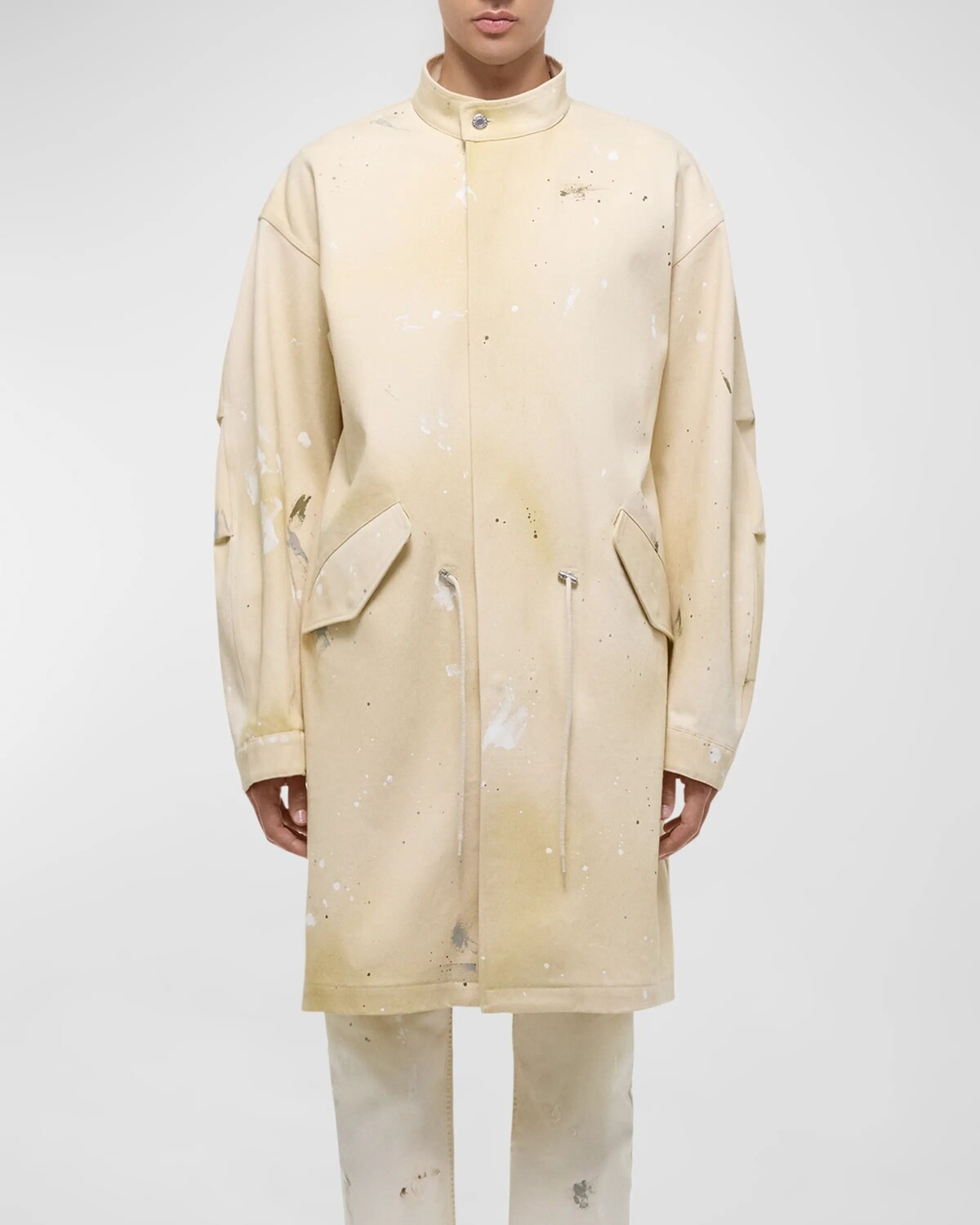 

Мужская джинсовая парка с брызгами краски Helmut Lang, цвет Ecru Painter