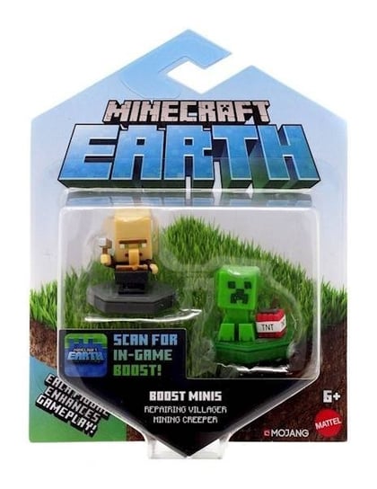 Minecraft, набор из 2 минифигурок Minecraft Earth Booster с чип-поселенцем NFC и крипером