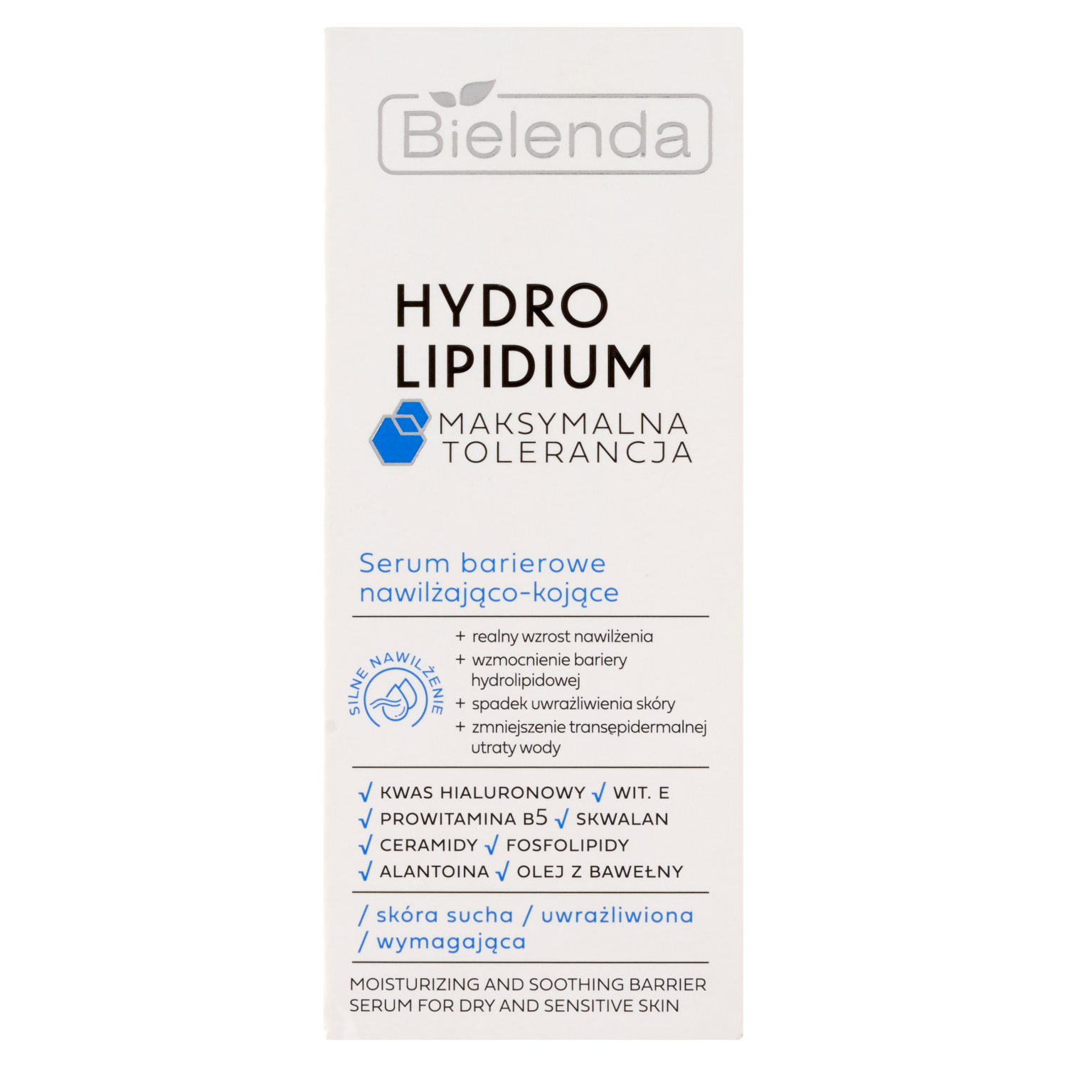 Увлажняющая и успокаивающая барьерная сыворотка для лица Bielenda Hydro Lipidium, 30 мл