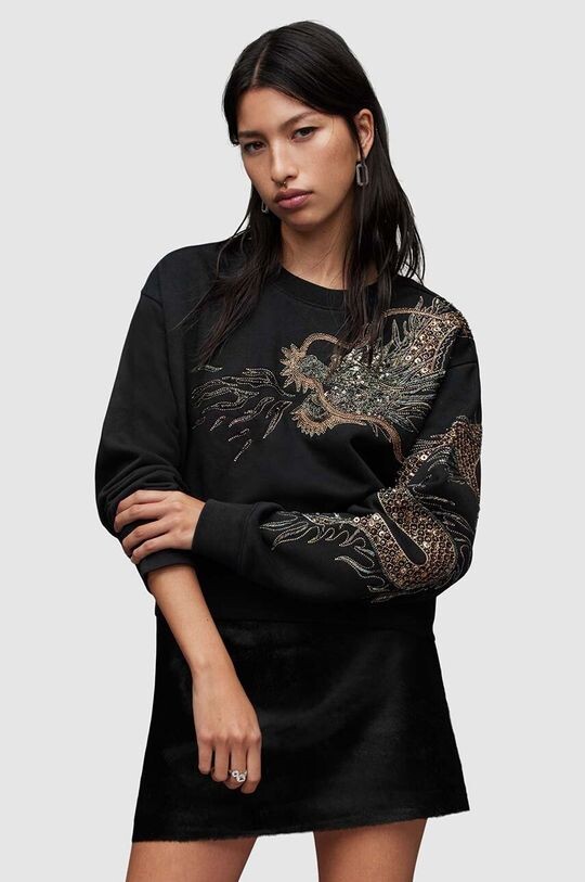 

Толстовка из хлопка с драконом AllSaints, черный