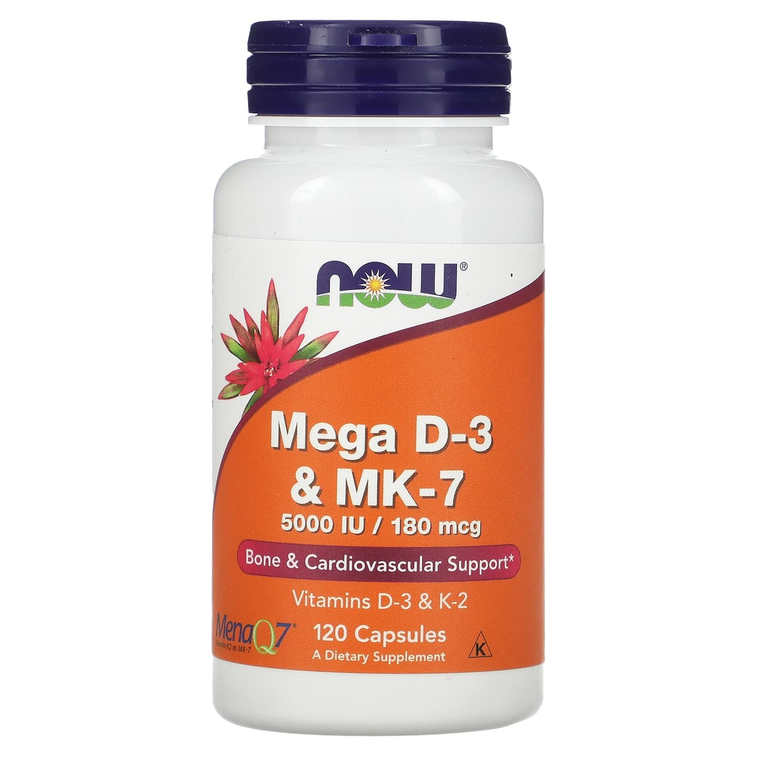 

Mega D-3 и MK-7, 120 капсул, NOW Foods