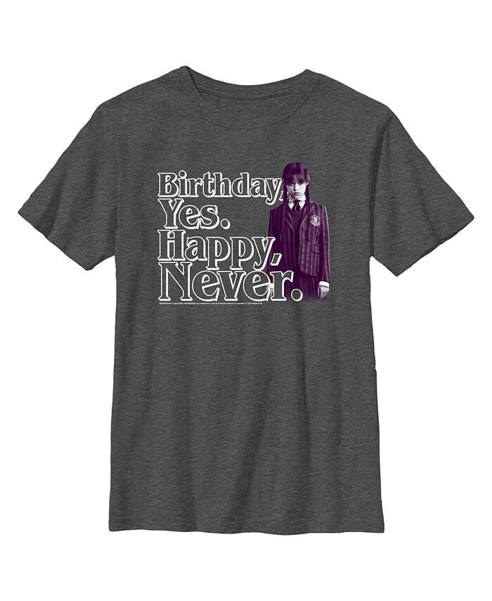 

Футболка с днем рождения мальчика в среду Yes, Happy Never Child Netflix, серый