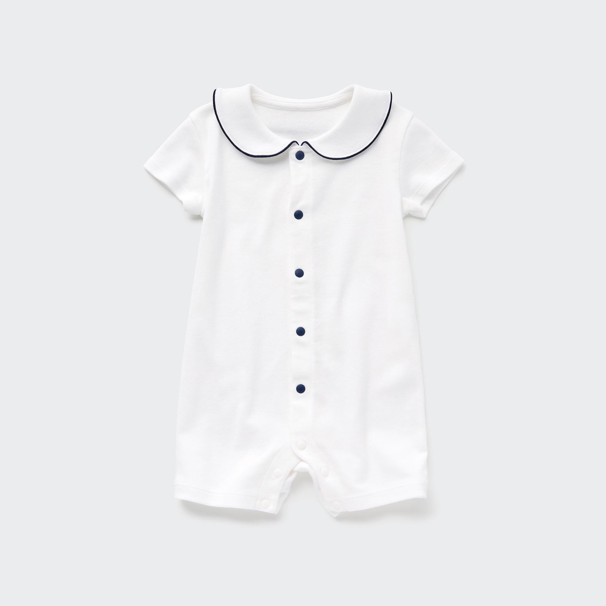 Цельный наряд UNIQLO для новорожденных с короткими рукавами, белый