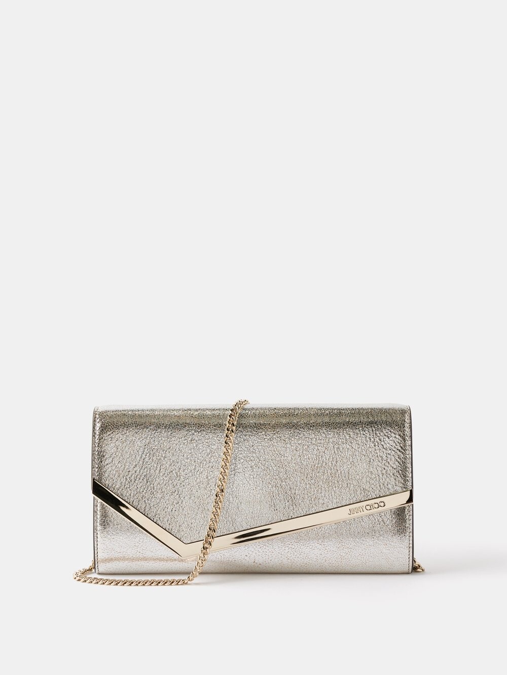 

Клатч emmie из металлизированной кожи Jimmy Choo, серебряный