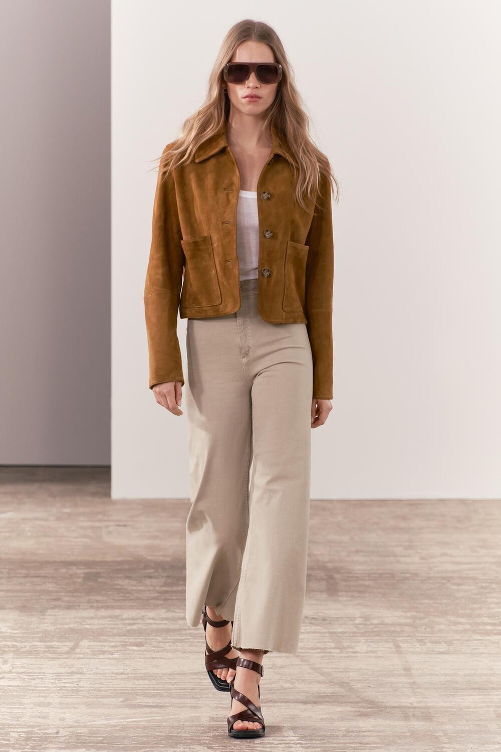 

Морские прямые джинсы с высокой посадкой ZARA, песочный/коричневый