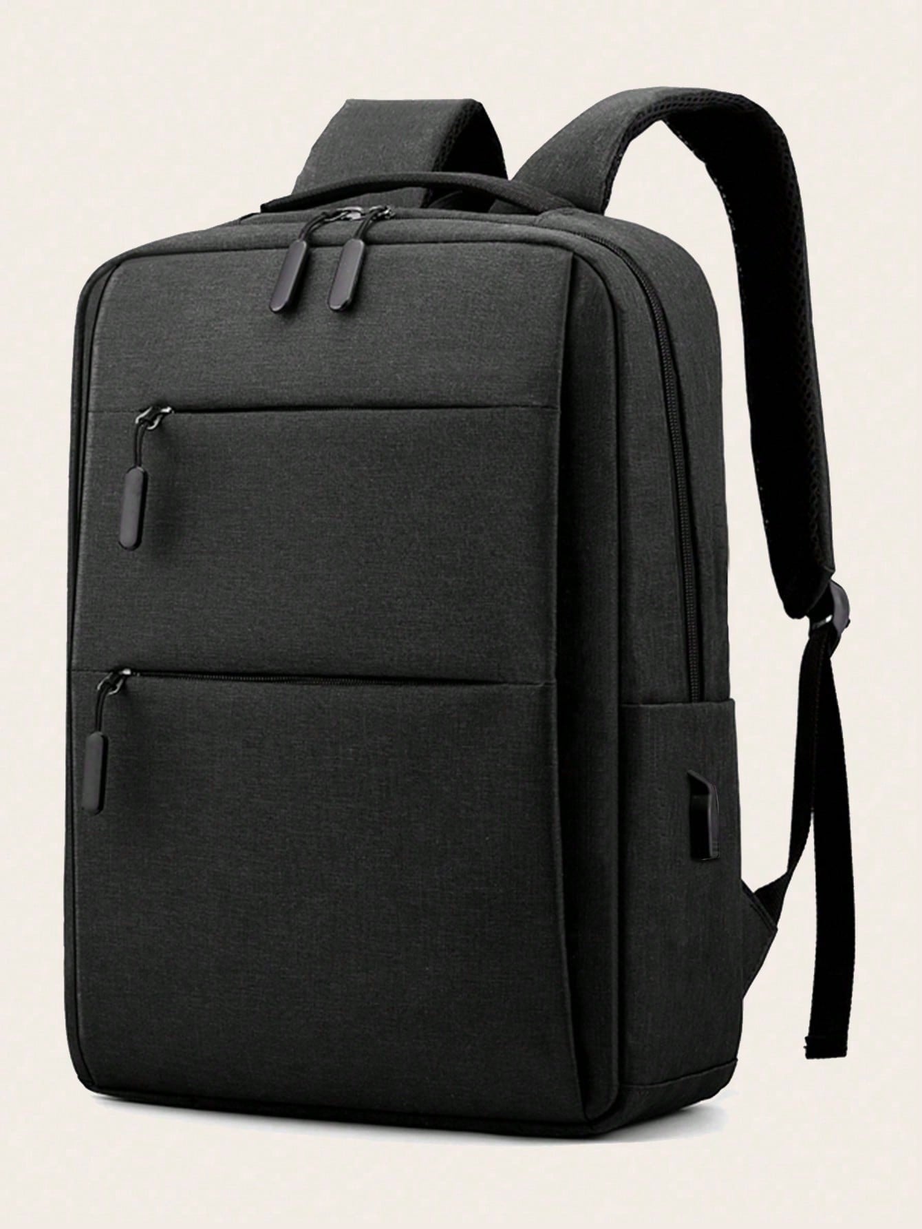 Модный женский однотонный рюкзак для ноутбука, универсальный стиль, черный