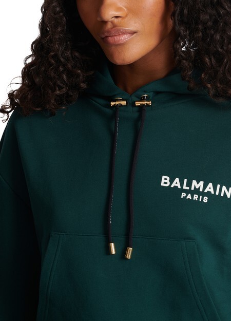 

Толстовка Mini Balmain Paris с флоковым принтом Balmain, зеленый