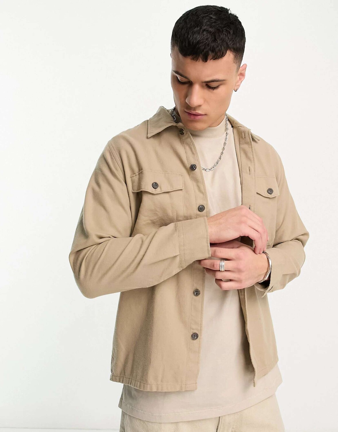 

Бежевая фланелевая рубашка Jack & Jones Essentials