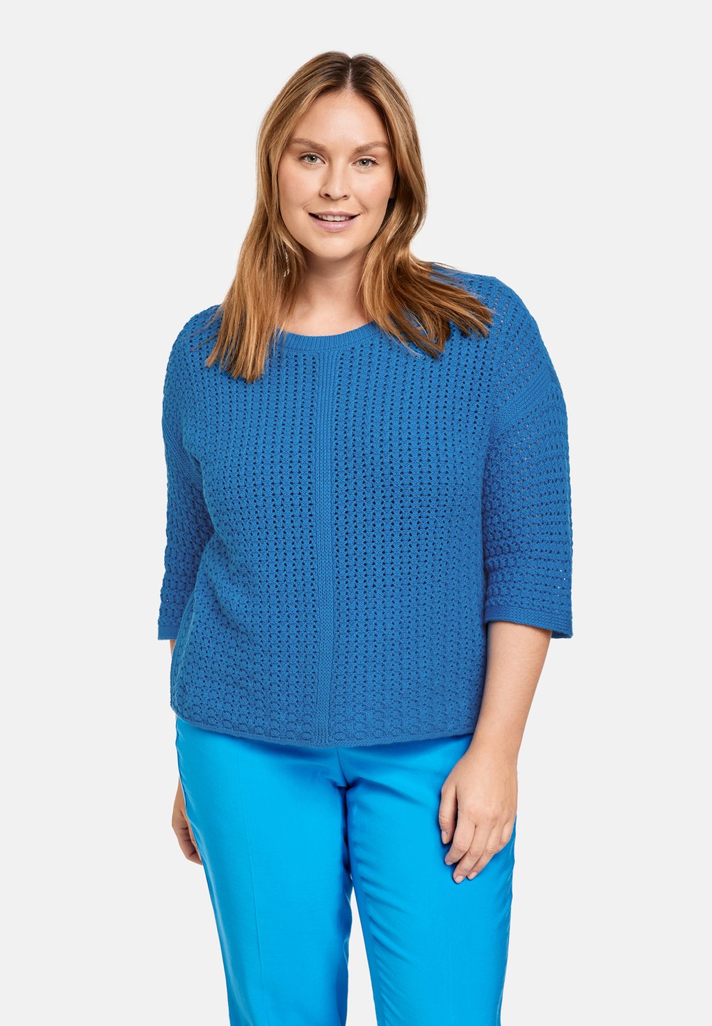 Вязаный свитер 3/4 ARM Samoon, цвет digital blue