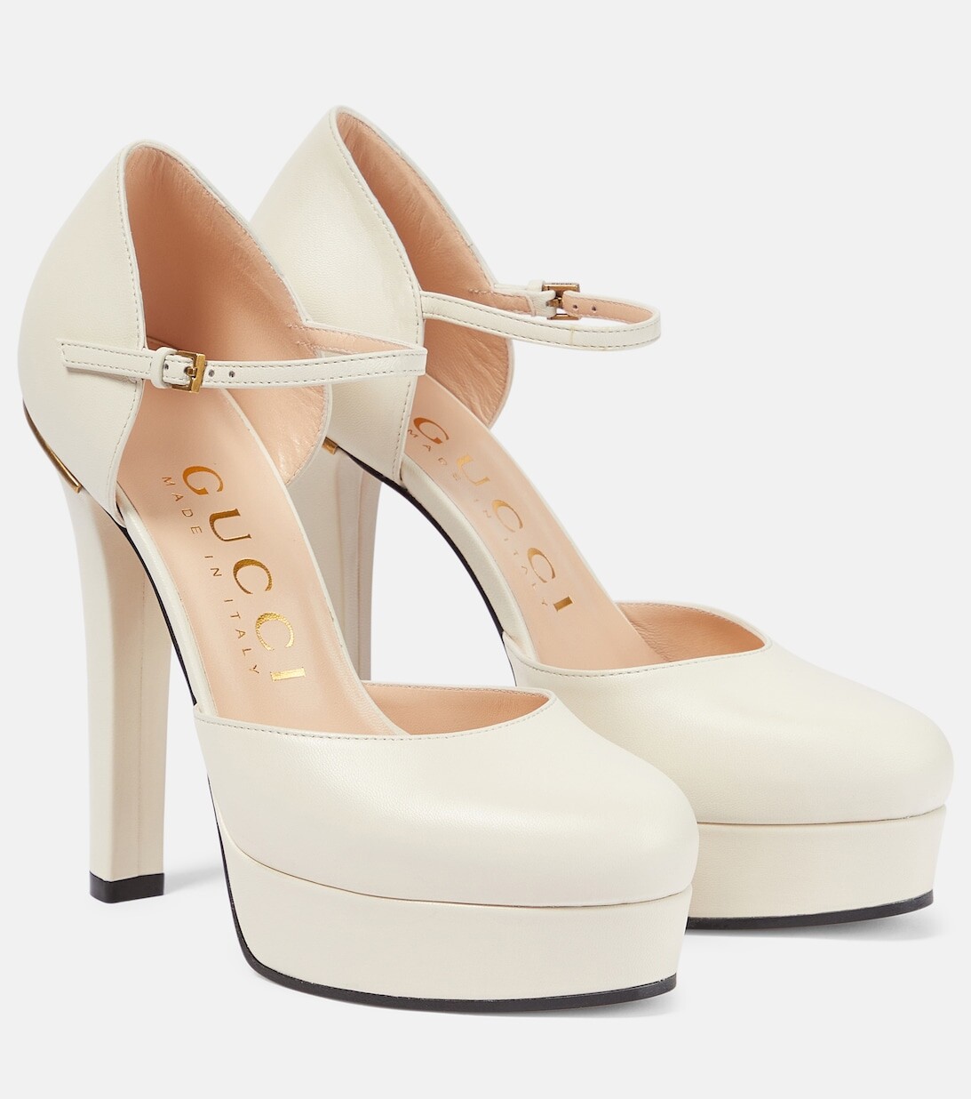 

Кожаные туфли на платформе Gucci, белый