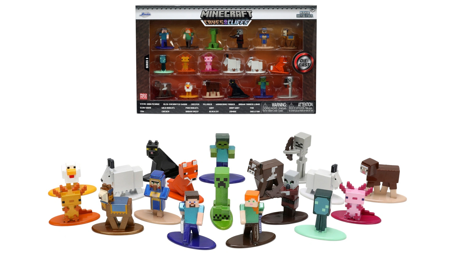 Jada Minecraft Nano Metalfigs Caves & Cliffs (20 шт) фигурка nano metalfigs marvel в блистере в ассортименте