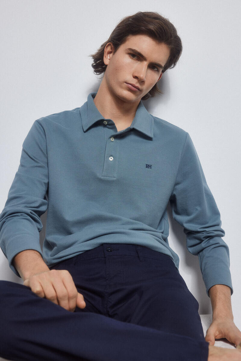 

Базовая рубашка-поло с длинными рукавами Pedro del Hierro, синий