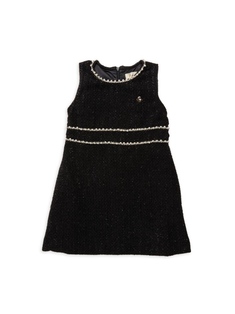 Твидовое платье с искусственным жемчугом для маленькой девочки Doe A Dear, черный