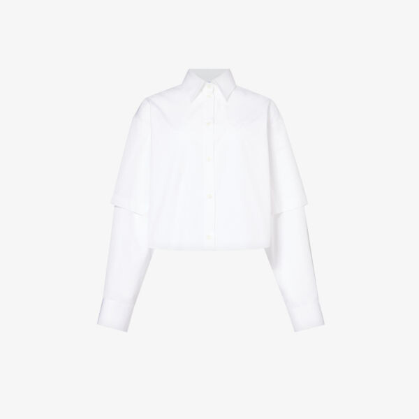 

Хлопковая рубашка свободного кроя bookish baseball с многослойными рукавами Off-White, белый