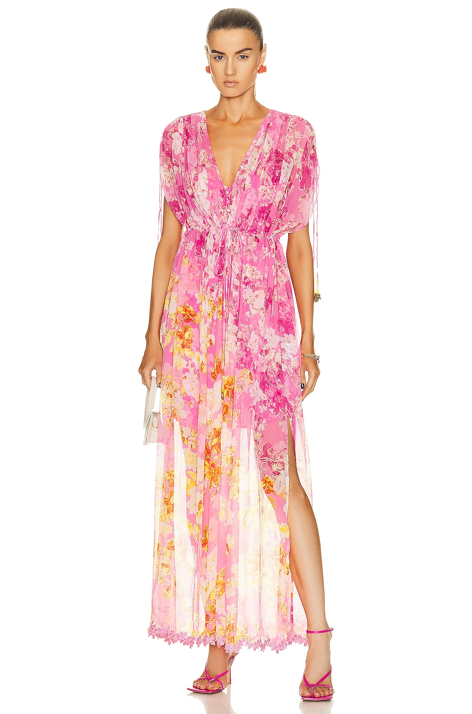 

Платье Hemant And Nandita Auril Kaftan With Printed Slip, розовый