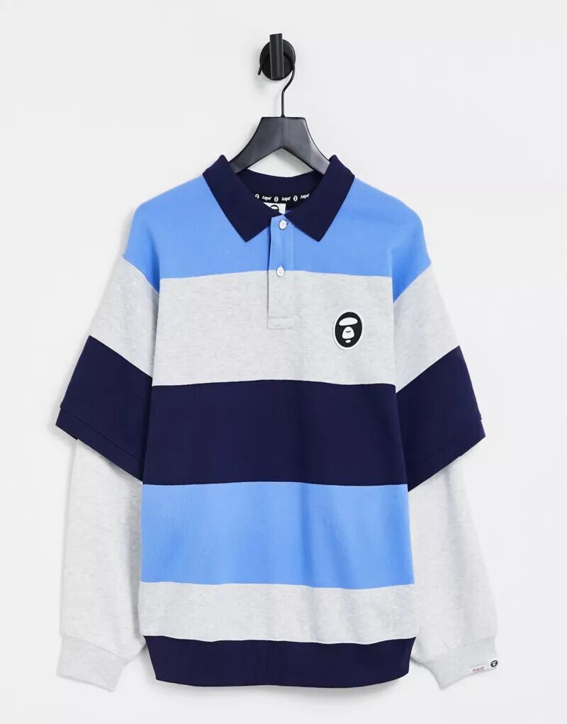 

Синий свитшот в полоску в голливудскую полоску AAPE By A Bathing Ape