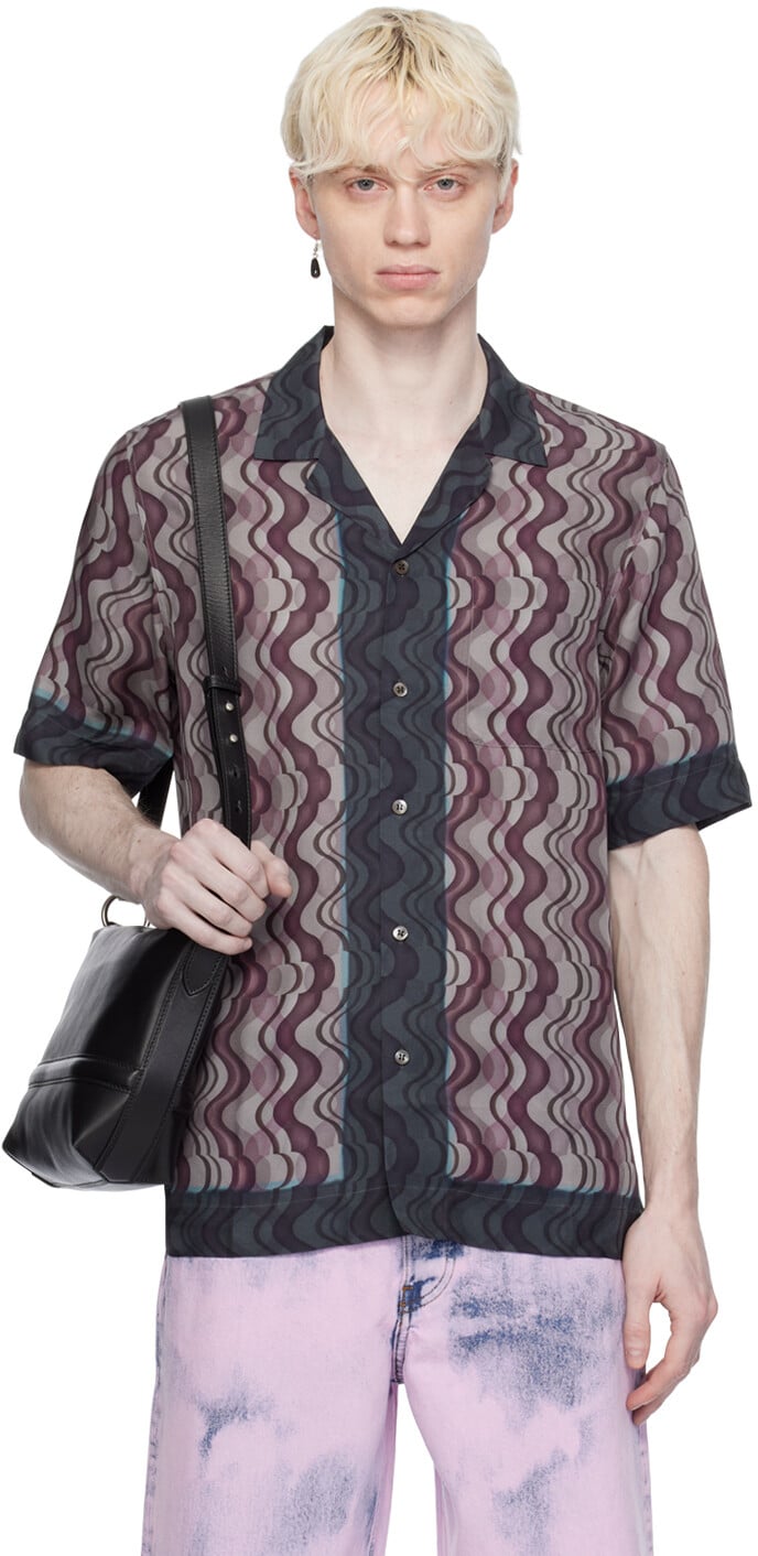 

Фиолетовая рубашка с графическим рисунком Dries Van Noten, цвет Purple