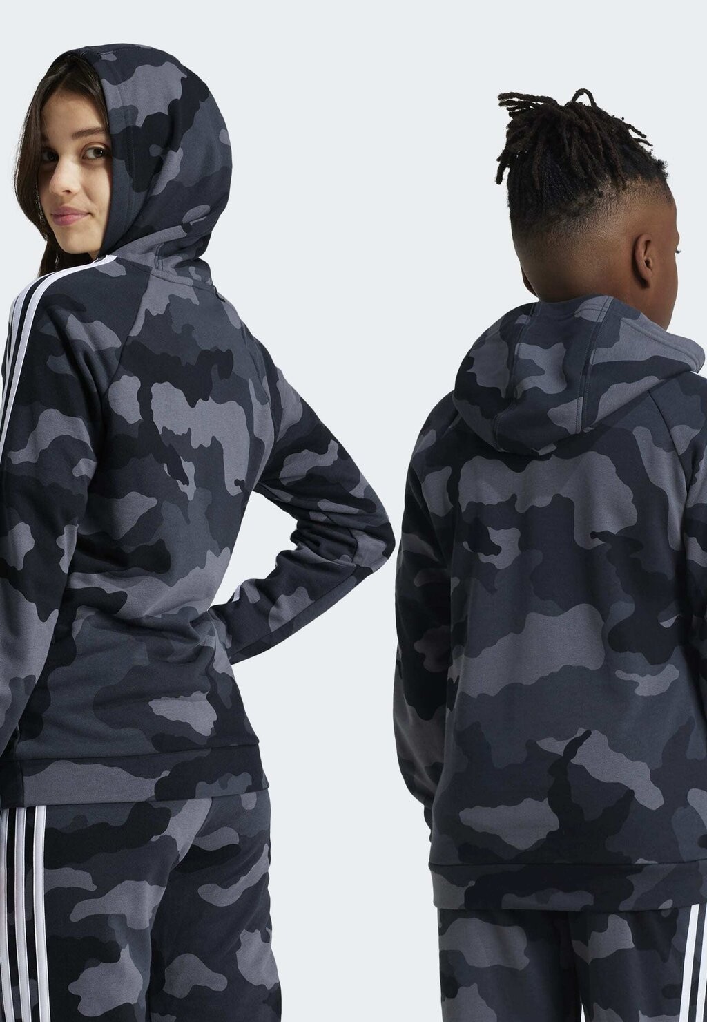 

Толстовка с капюшоном ESSENTIALS ALLOVER PRINTED KIDS adidas, серый