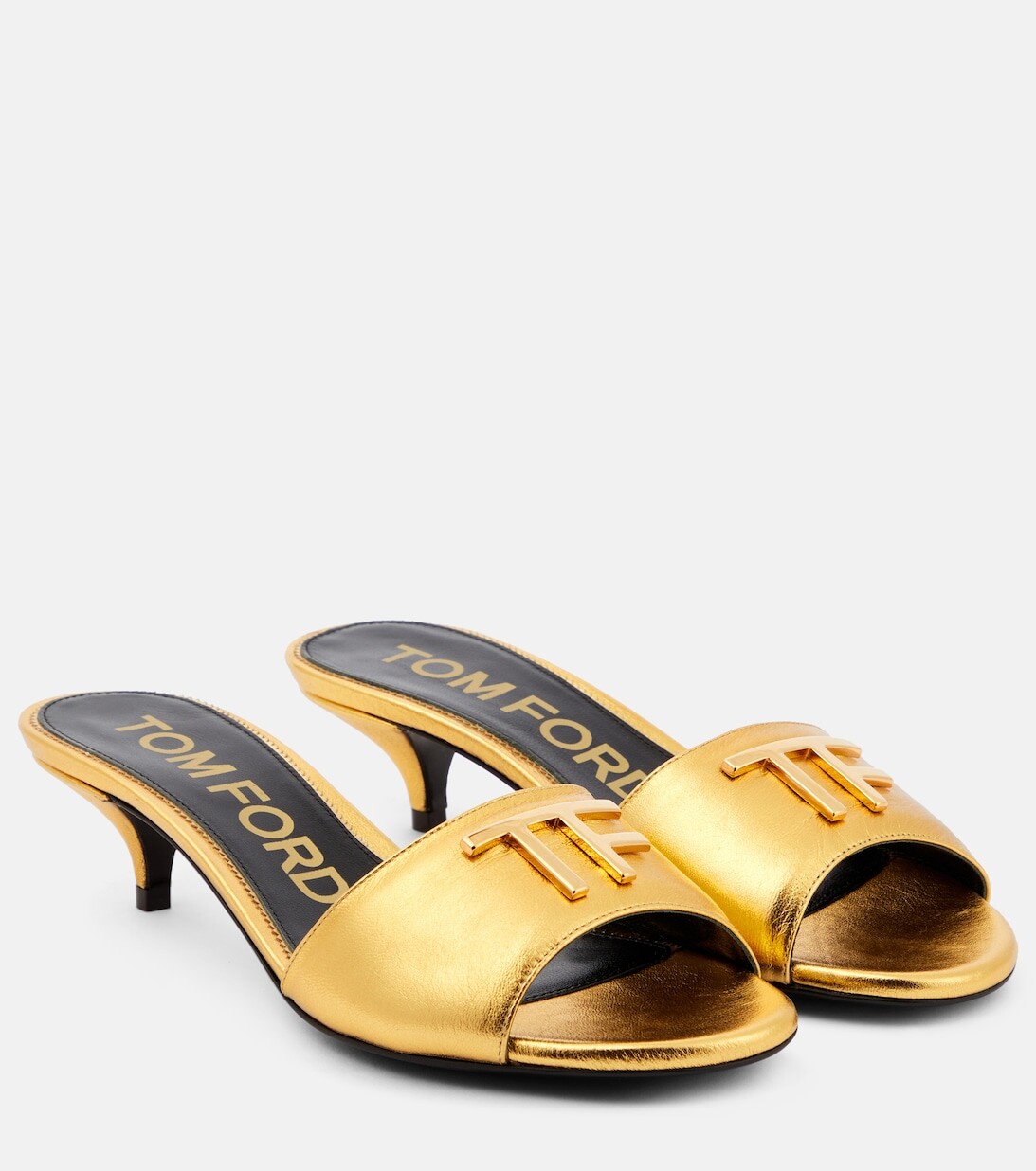 

Мюли TF из металлизированной кожи Tom Ford, золотой