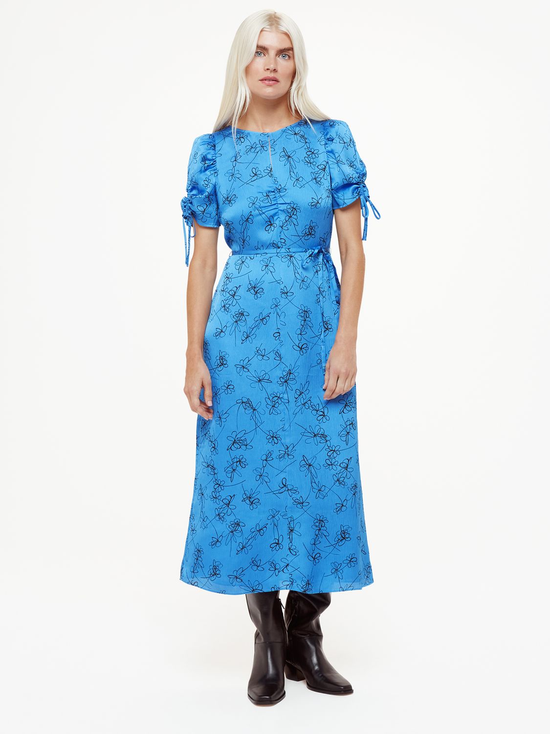 Платье миди с принтом Petite Aurelie Scribble Daisy Whistles, синий/мульти платье миди cody из шамбре whistles джинсовая ткань