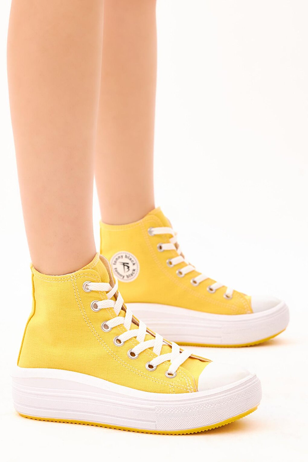 Женские желтые удобные длинные спортивные туфли на толстой подошве TONNY BLACK