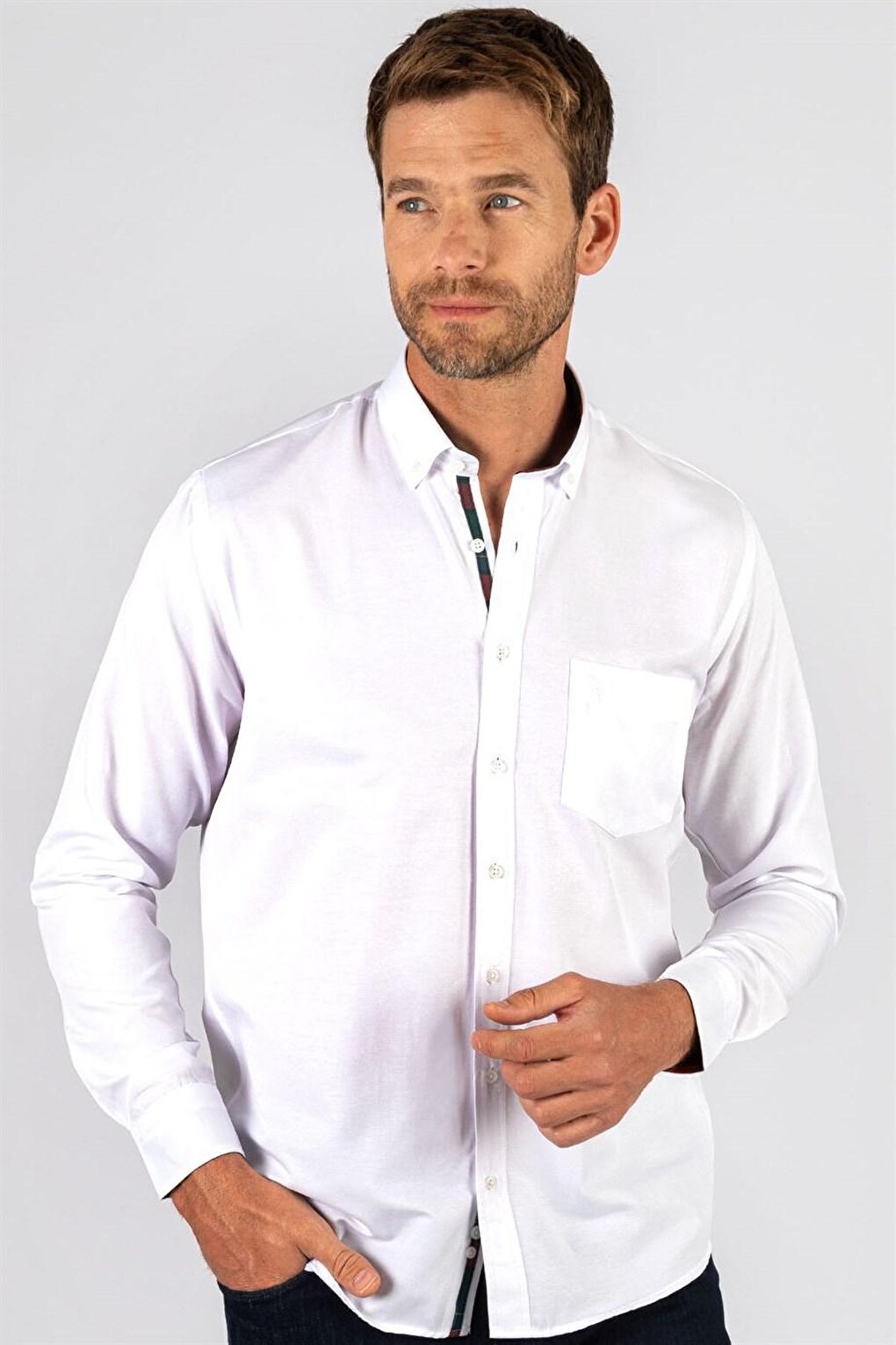 Классическая хлопковая простая мужская оксфордская рубашка с простой глажкой, белая рубашка TUDORS